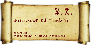 Weisskopf Kálmán névjegykártya